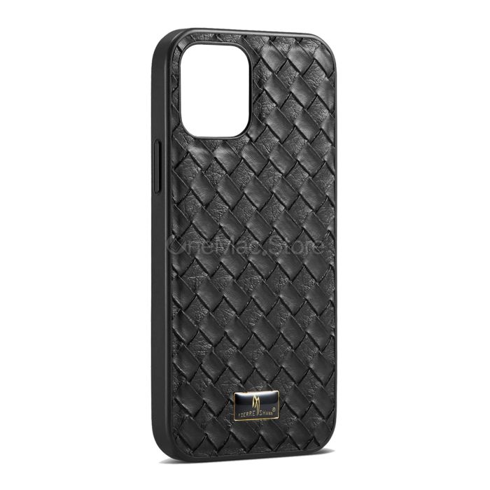 Чохол шкіряний FS Braided для iPhone 14 Pro Max (Чорний)