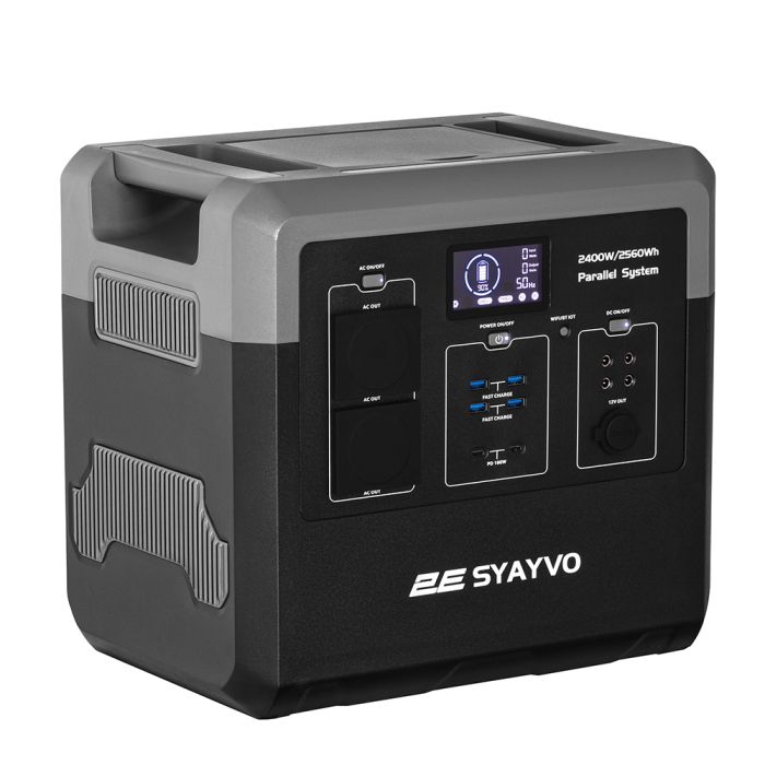 2E Портативна електростанція Syayvo 2400 Вт, 2560 Вт/год, WiFi/BT, паралельне підключення, швидка зарядка