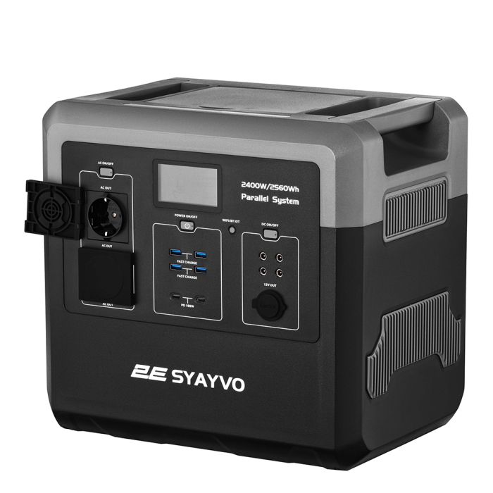 2E Портативна електростанція Syayvo 2400 Вт, 2560 Вт/год, WiFi/BT, паралельне підключення, швидка зарядка