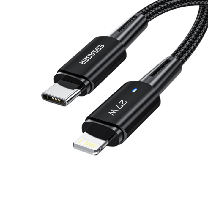Зарядний кабель ESSAGER USB-C to Apple Lightning 27W 2м  (Чорний)
