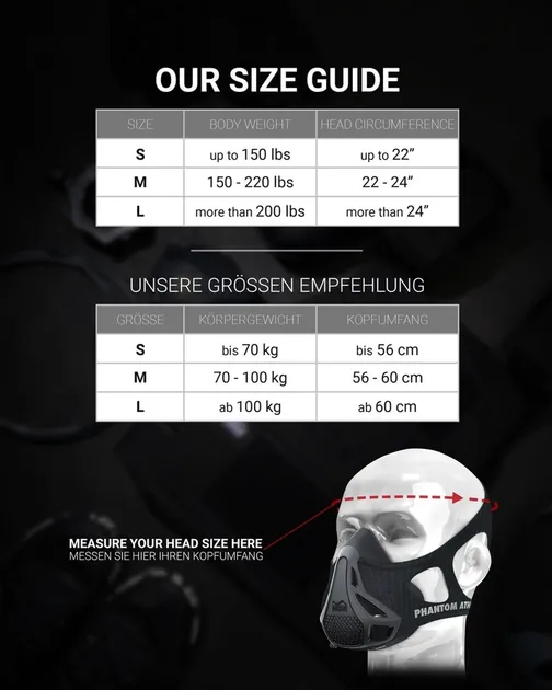Маска для тренування дихання Phantom Training Mask Black L