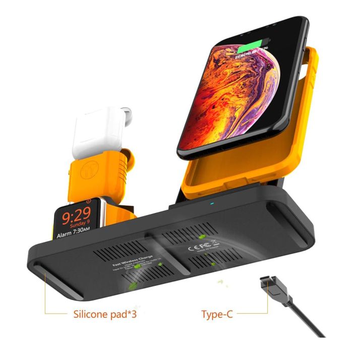 Док-станція Grand для Apple Watch, Apple AirPods та безпровідна зарядка iPhone (3в1)