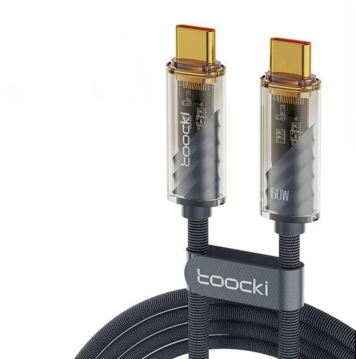 Зарядний кабель Toocki Type-C to Type-C 60W 1м (Чорний)