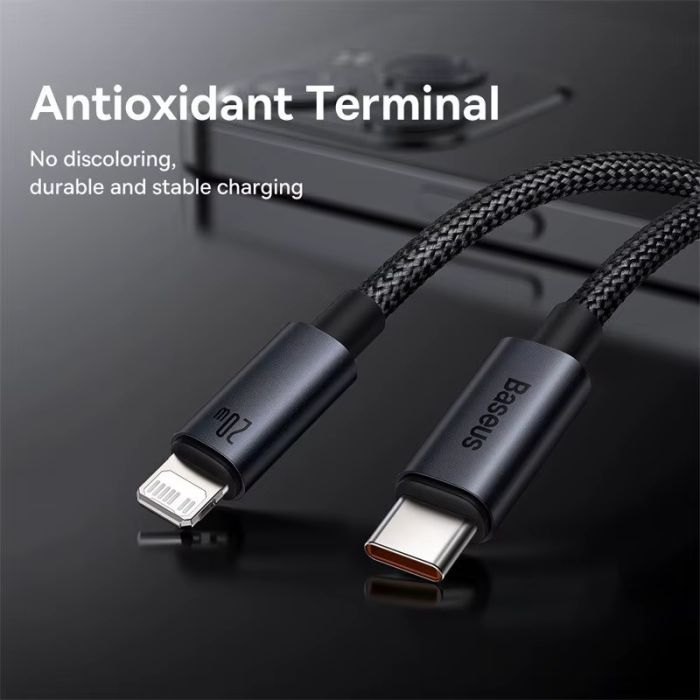 Зарядний кабель Baseus USB-C to Apple Lightning 20W 1м (Чорний)