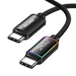 Зарядний кабель Rocoren 240W USB-C на USB-C 1М RGB Fast Charging Cable (Чорний)