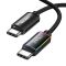 Зарядний кабель Rocoren 240W USB-C на USB-C 1М RGB Fast Charging Cable (Чорний)
