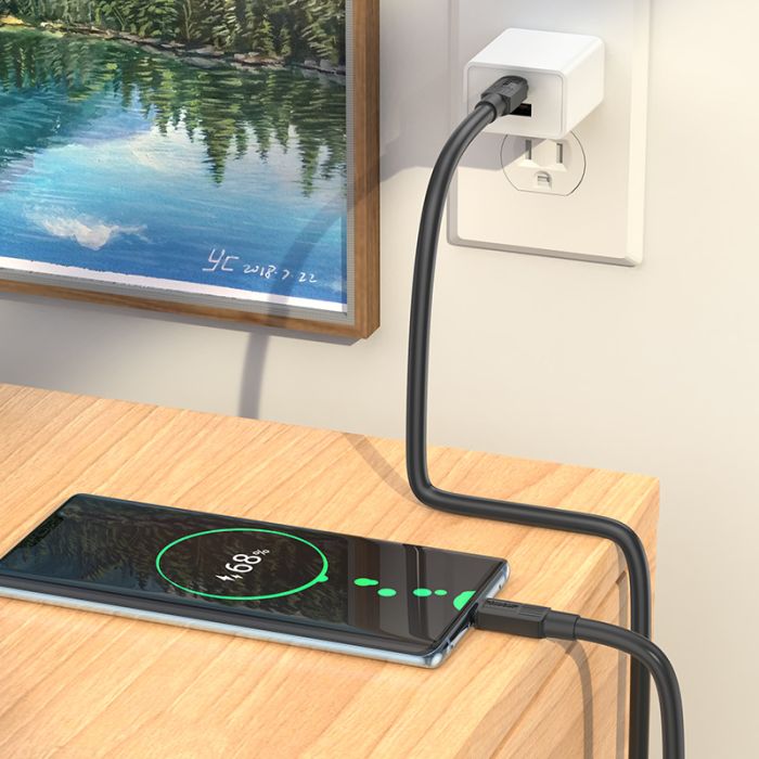Зарядний кабель hoco. 3A 60W USB-Type-C (Чорний/Black)