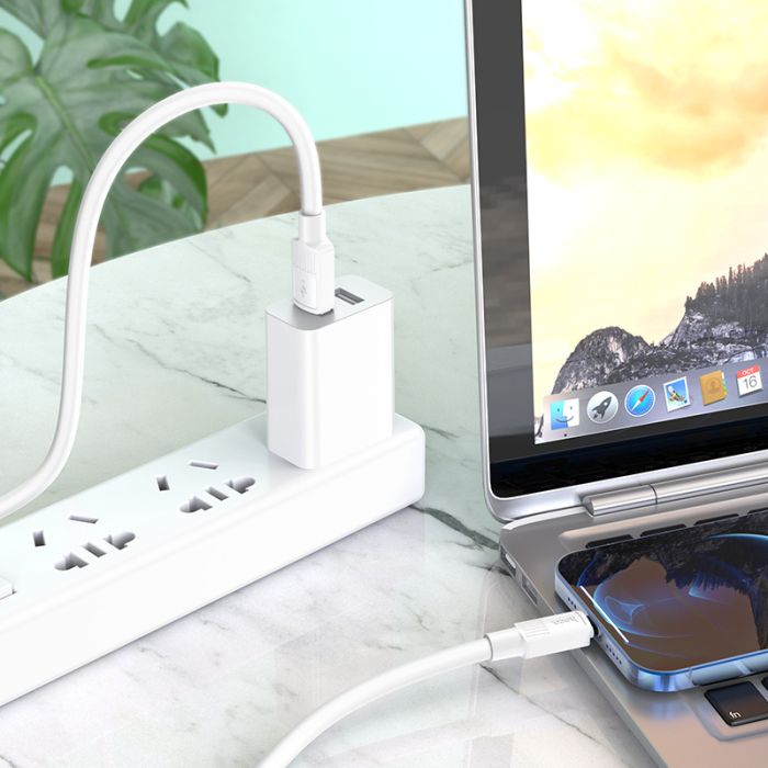Зарядний кабель hoco. 2.4A Usb-Lightning (Білий/White)