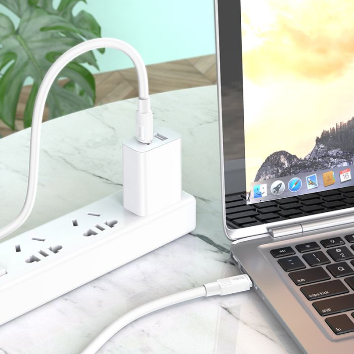 Зарядний кабель hoco. 3A 60W USB-Type-C (Білий/White)