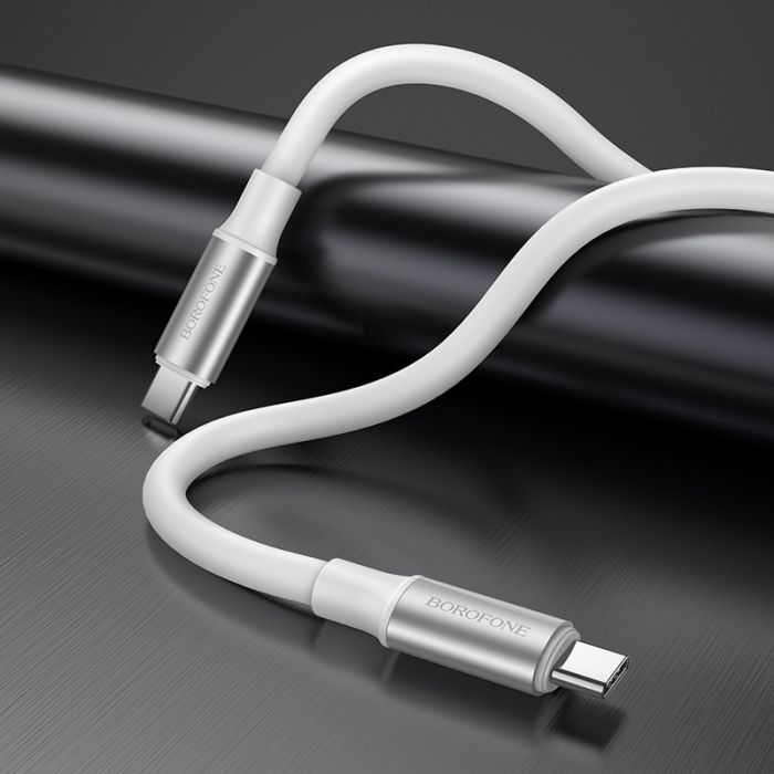 Зарядний кабель BOROFONE Premium 60W Type-C-Type-C (білий/white)