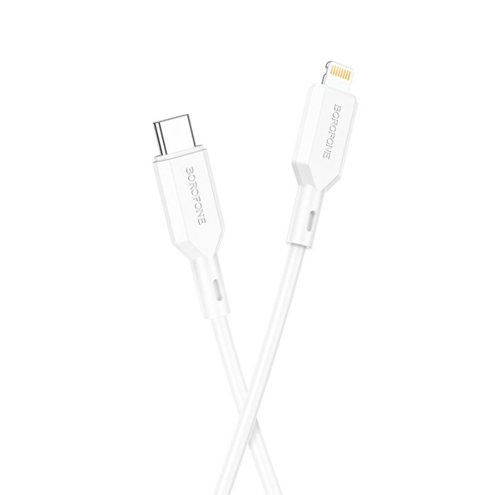 Зарядний кабель BOROFONE Premium 20W Type-C-Lightning (білий/white)