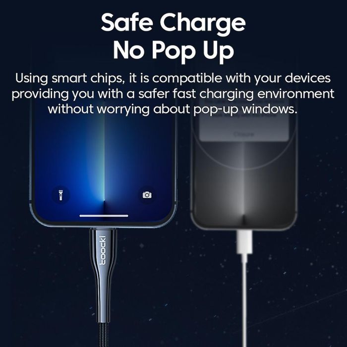 Зарядний кабель Toocki USB-C to Apple Lightning 20W 2м (Чорний)