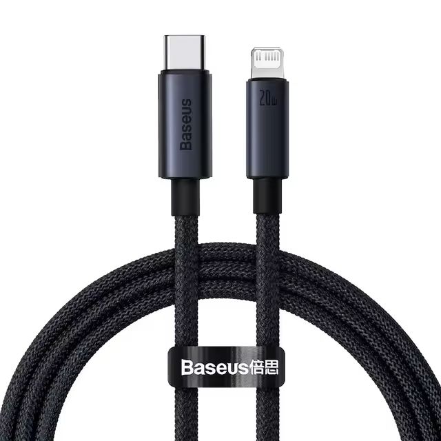 Зарядний кабель Baseus USB-C to Apple Lightning 20W 1м (Чорний)